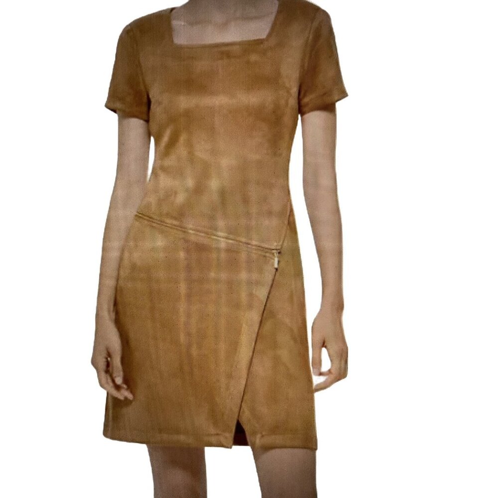 NWT Calvin Klein Women's Asymmetric Exposed-Zip Dress Brown Size 12 - Picture 2 of 8